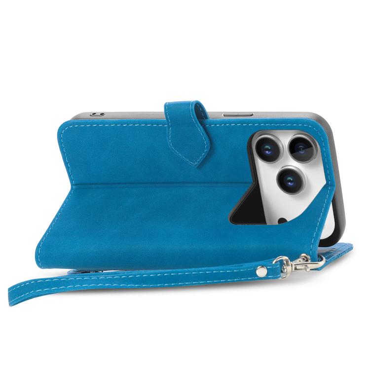 For iPhone 17 Pro Max Embossed Flower Zipper Leather Phone Case