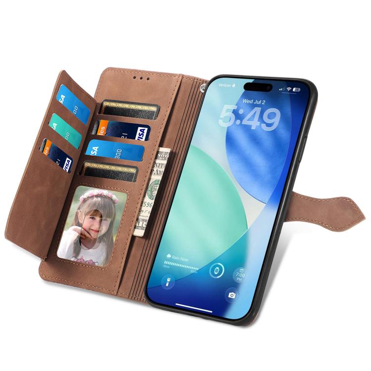 For iPhone 17 Pro Max Embossed Flower Zipper Leather Phone Case