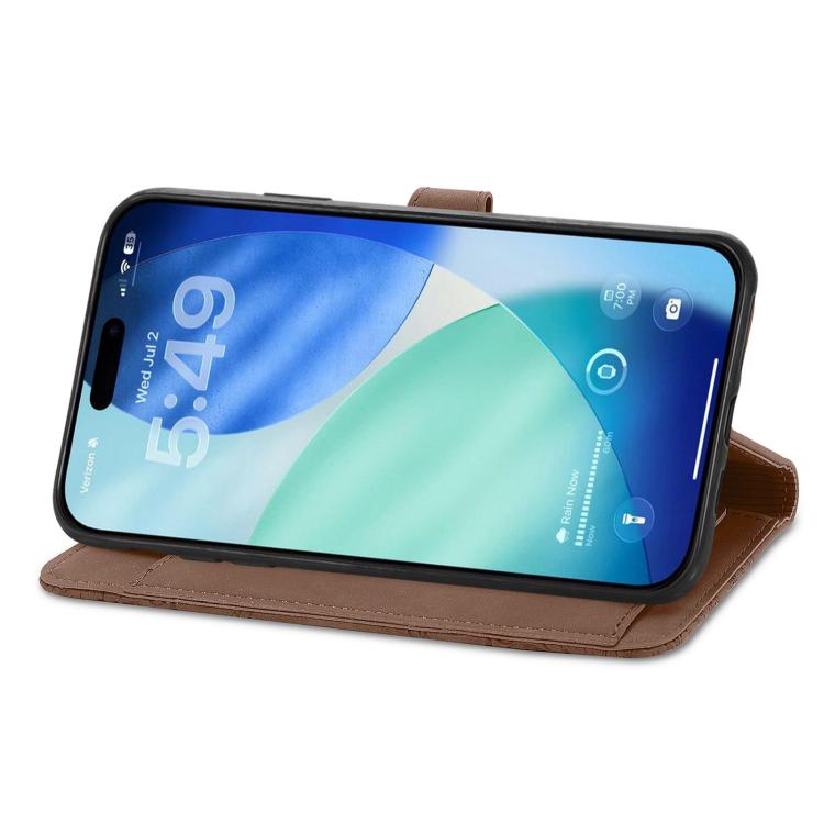 For iPhone 17 Pro Max Embossed Flower Zipper Leather Phone Case