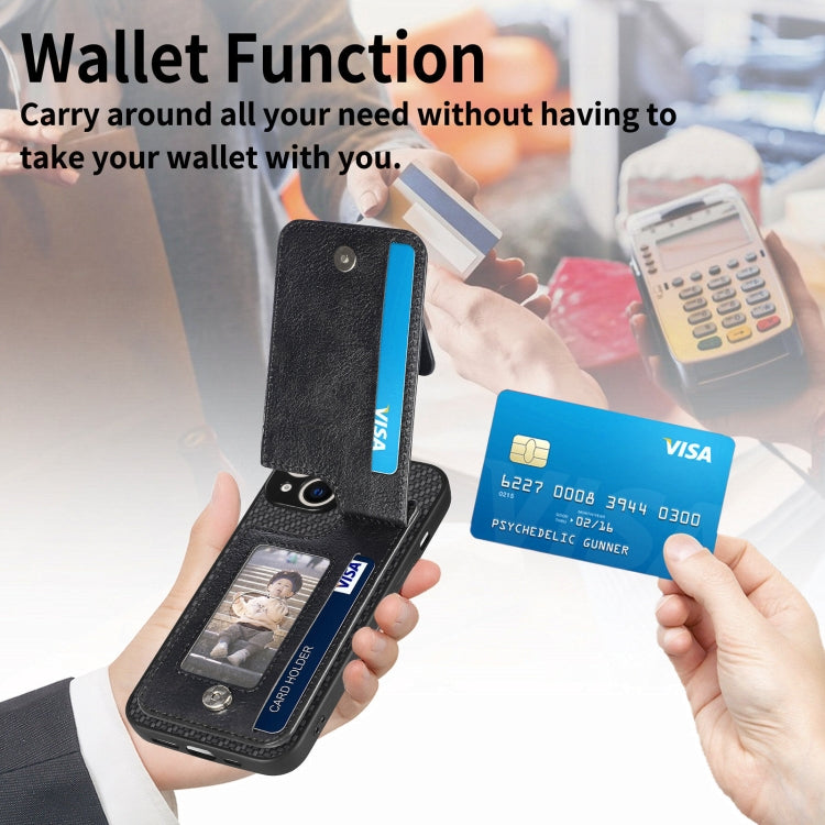 For iPhone 16 Plus Carbon Fiber Vertical Flip Zipper Phone Case