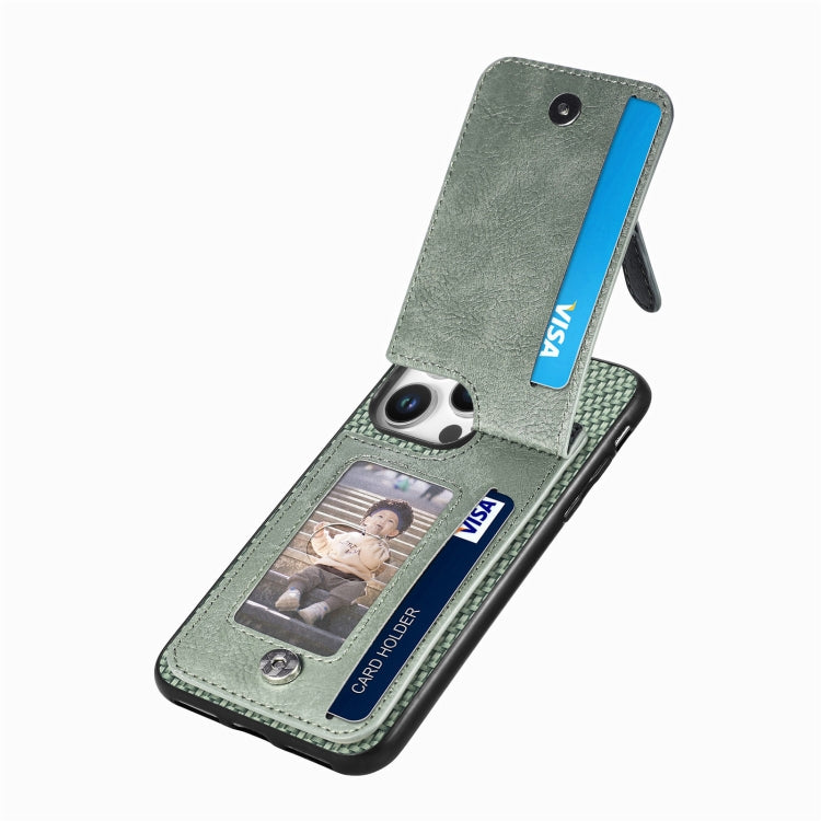 For  iPhone 16 Pro Max Carbon Fiber Vertical Flip Zipper Phone Case