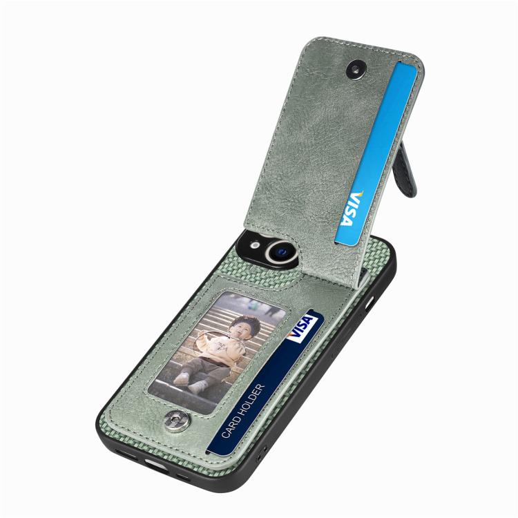 For iPhone 17e / 16e Carbon Fiber Vertical Flip Zipper Phone Case