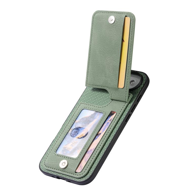 For iPhone 17 Pro Max Carbon Fiber Vertical Flip Zipper Phone Case