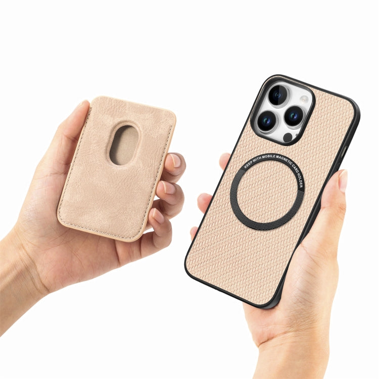 For iPhone 16 Pro Carbon Fiber Leather Card Magsafe Phone Case