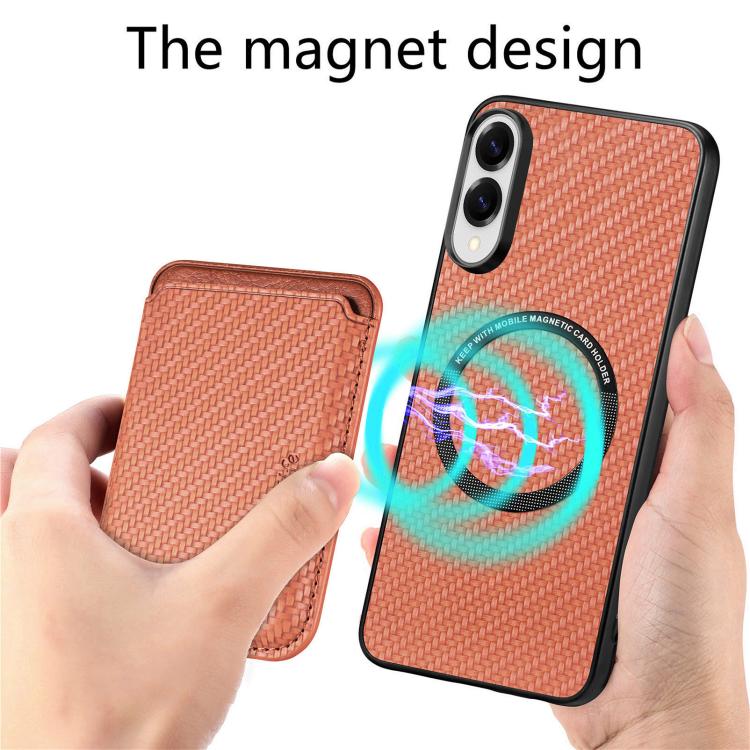 For iPhone 17e / 16e Carbon Fiber Leather Card Magsafe Phone Case