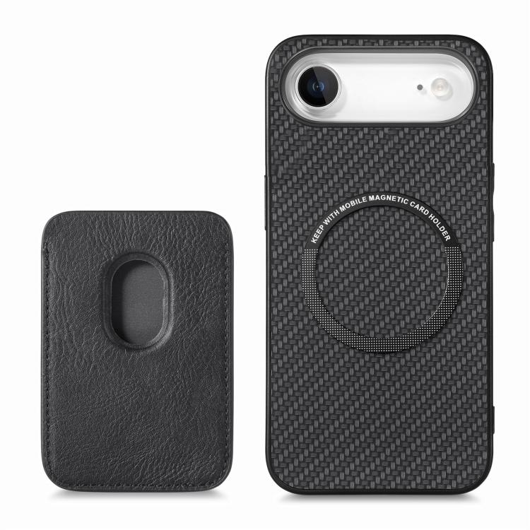 For iPhone Air Carbon Fiber Leather Card Magsafe Phone Case