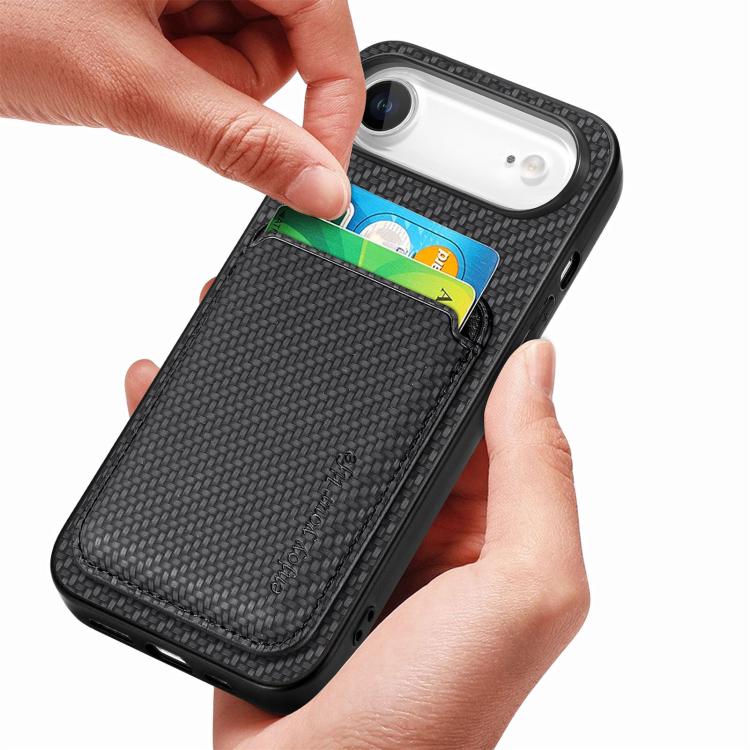For iPhone Air Carbon Fiber Leather Card Magsafe Phone Case