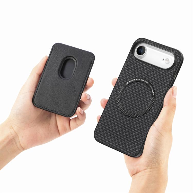 For iPhone Air Carbon Fiber Leather Card Magsafe Phone Case