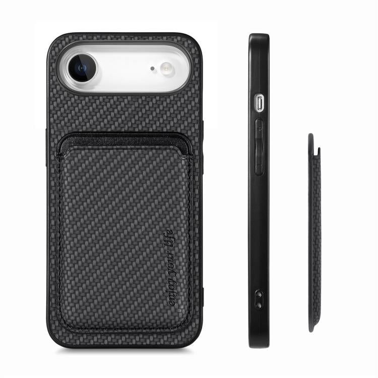 For iPhone Air Carbon Fiber Leather Card Magsafe Phone Case