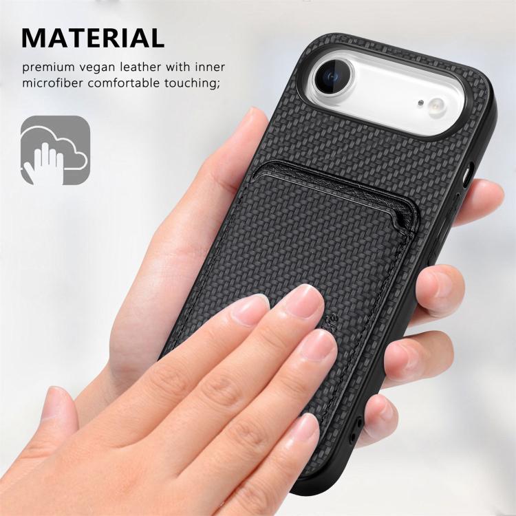 For iPhone Air Carbon Fiber Leather Card Magsafe Phone Case