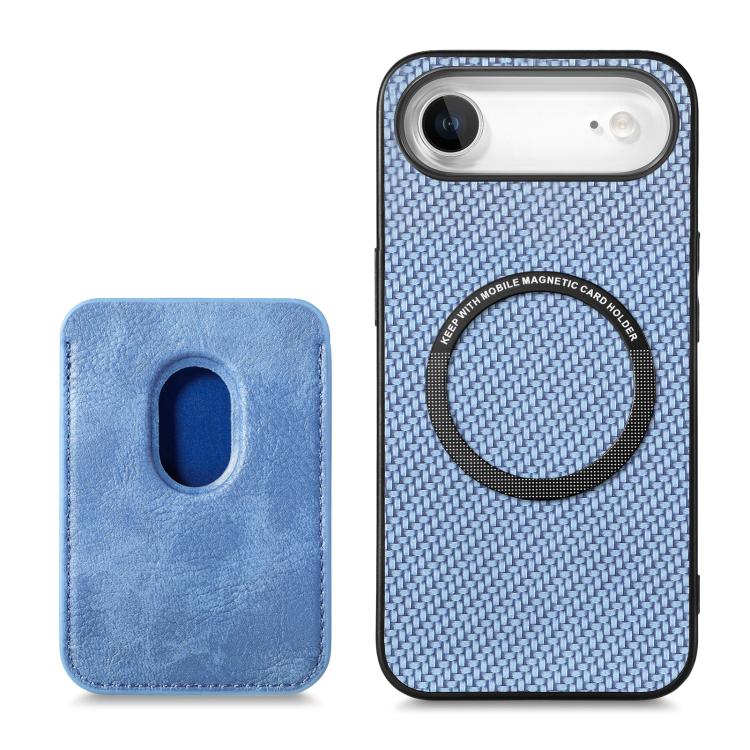 For iPhone Air Carbon Fiber Leather Card Magsafe Phone Case