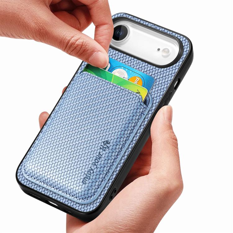For iPhone Air Carbon Fiber Leather Card Magsafe Phone Case