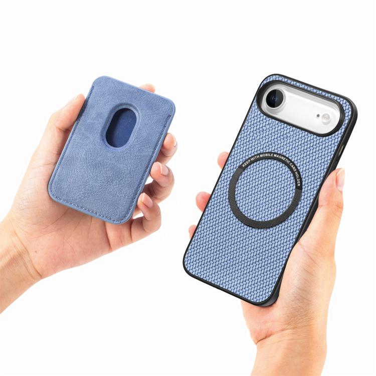 For iPhone Air Carbon Fiber Leather Card Magsafe Phone Case