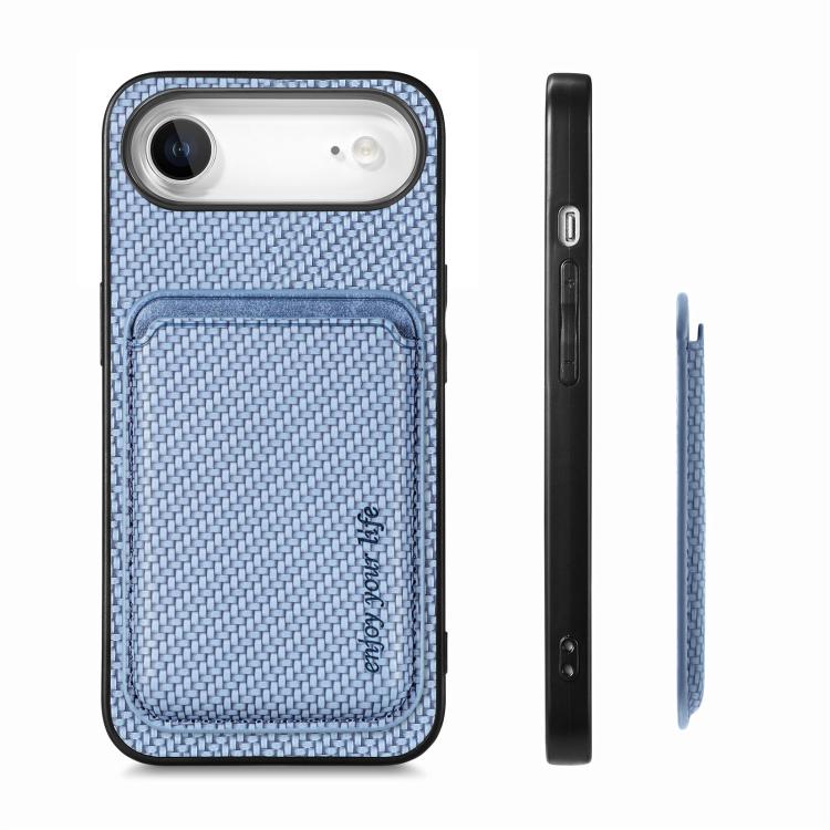 For iPhone Air Carbon Fiber Leather Card Magsafe Phone Case