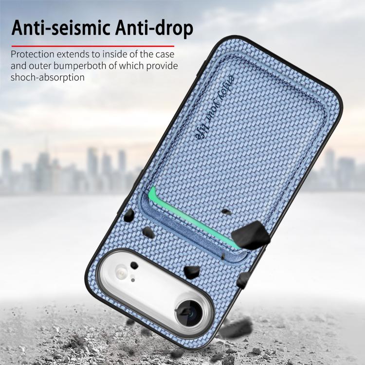 For iPhone Air Carbon Fiber Leather Card Magsafe Phone Case