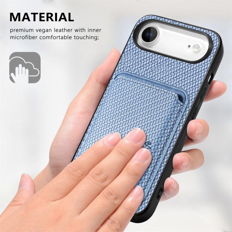 For iPhone Air Carbon Fiber Leather Card Magsafe Phone Case