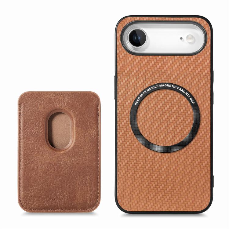 For iPhone Air Carbon Fiber Leather Card Magsafe Phone Case