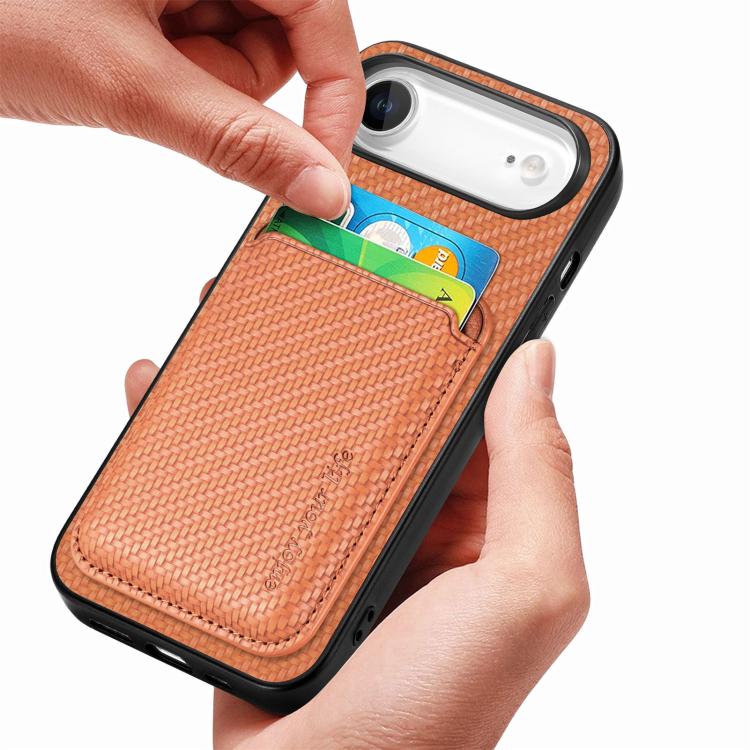 For iPhone Air Carbon Fiber Leather Card Magsafe Phone Case
