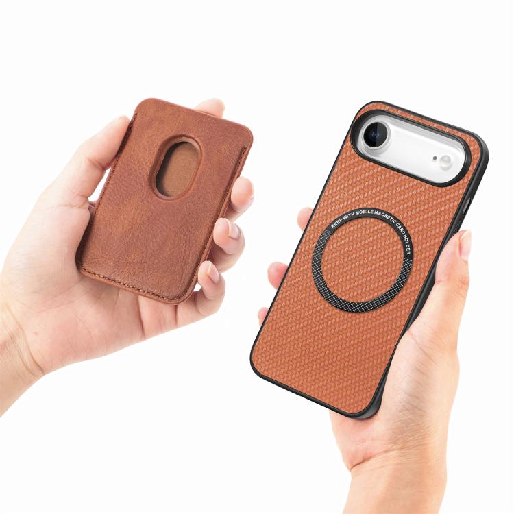 For iPhone Air Carbon Fiber Leather Card Magsafe Phone Case