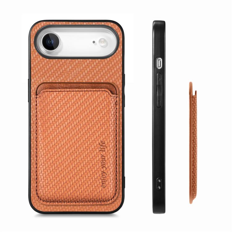 For iPhone Air Carbon Fiber Leather Card Magsafe Phone Case
