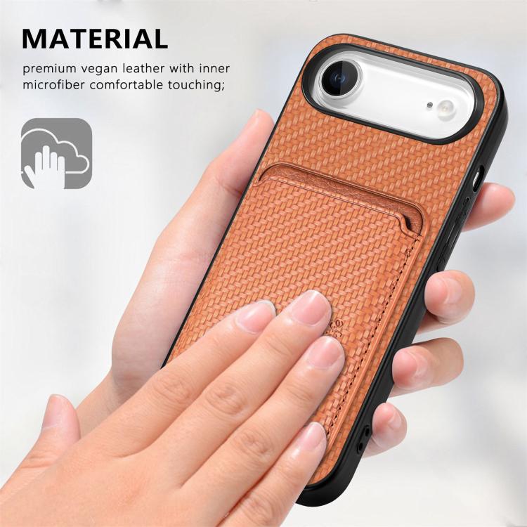 For iPhone Air Carbon Fiber Leather Card Magsafe Phone Case