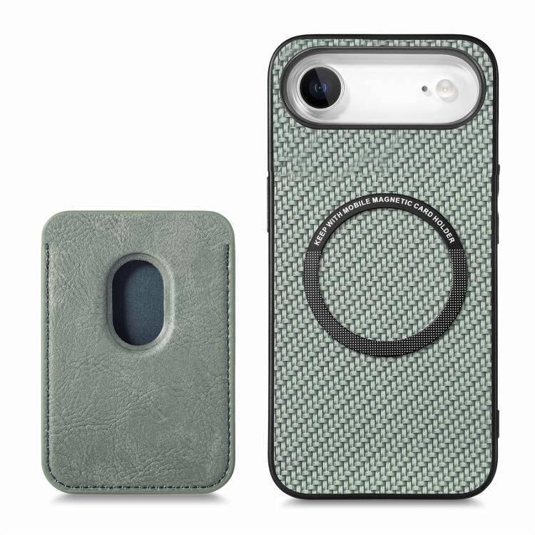 For iPhone Air Carbon Fiber Leather Card Magsafe Phone Case