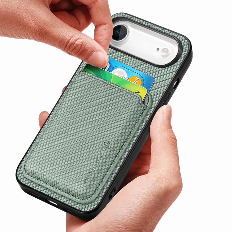 For iPhone Air Carbon Fiber Leather Card Magsafe Phone Case