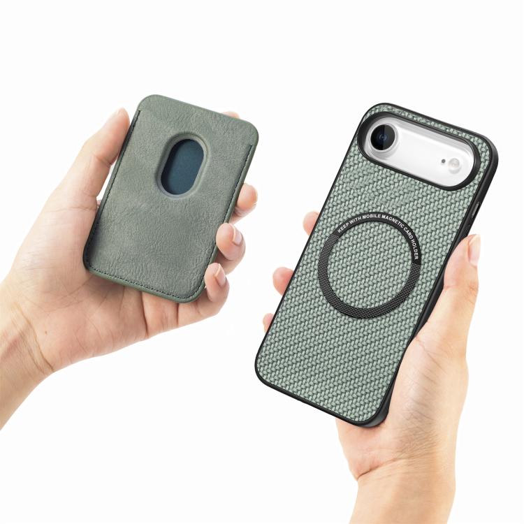 For iPhone Air Carbon Fiber Leather Card Magsafe Phone Case