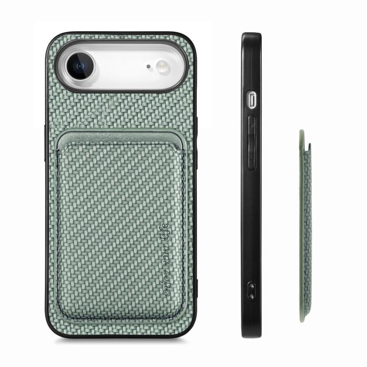 For iPhone Air Carbon Fiber Leather Card Magsafe Phone Case
