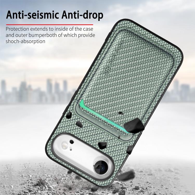 For iPhone Air Carbon Fiber Leather Card Magsafe Phone Case