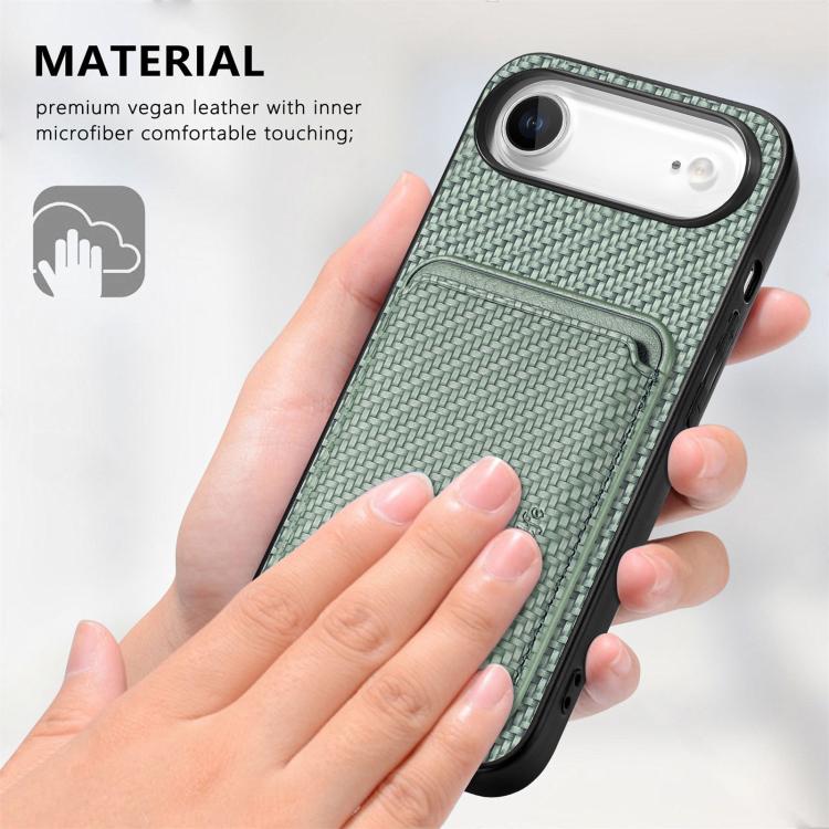 For iPhone Air Carbon Fiber Leather Card Magsafe Phone Case