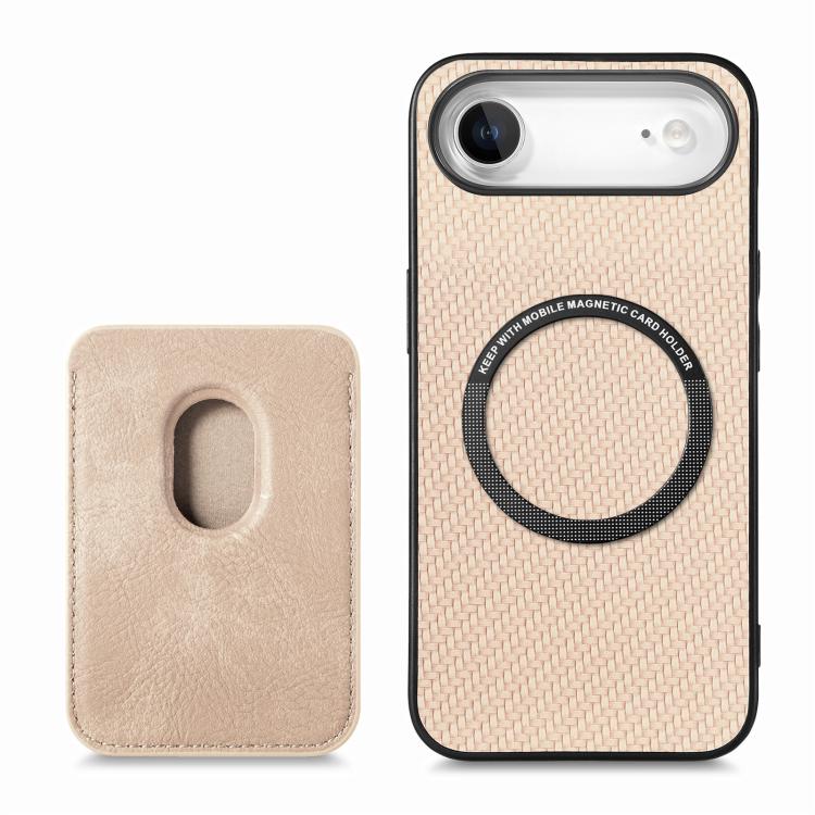 For iPhone Air Carbon Fiber Leather Card Magsafe Phone Case