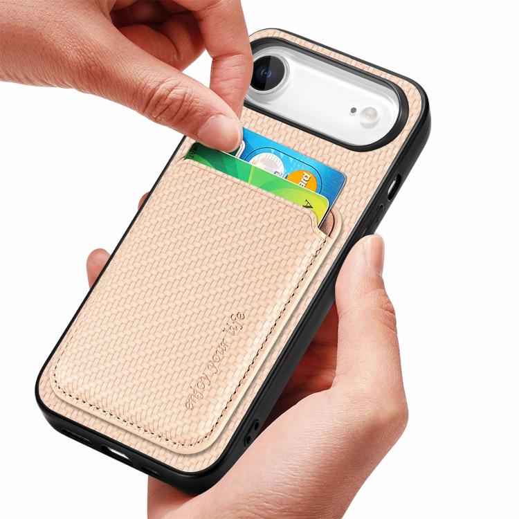For iPhone Air Carbon Fiber Leather Card Magsafe Phone Case