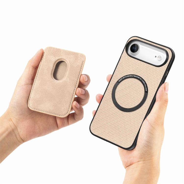 For iPhone Air Carbon Fiber Leather Card Magsafe Phone Case