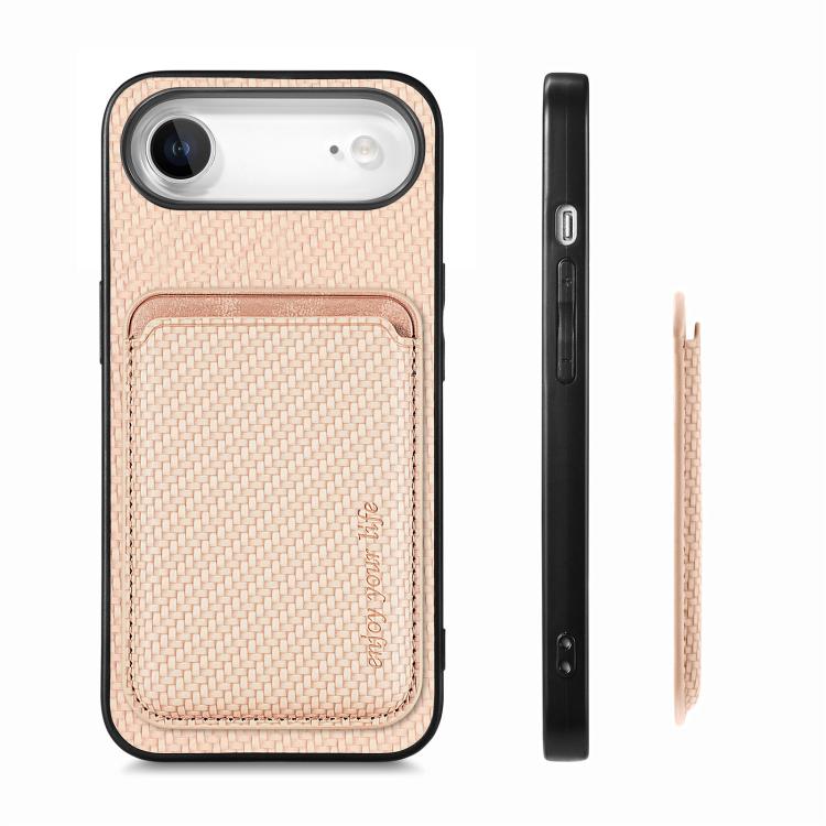 For iPhone Air Carbon Fiber Leather Card Magsafe Phone Case