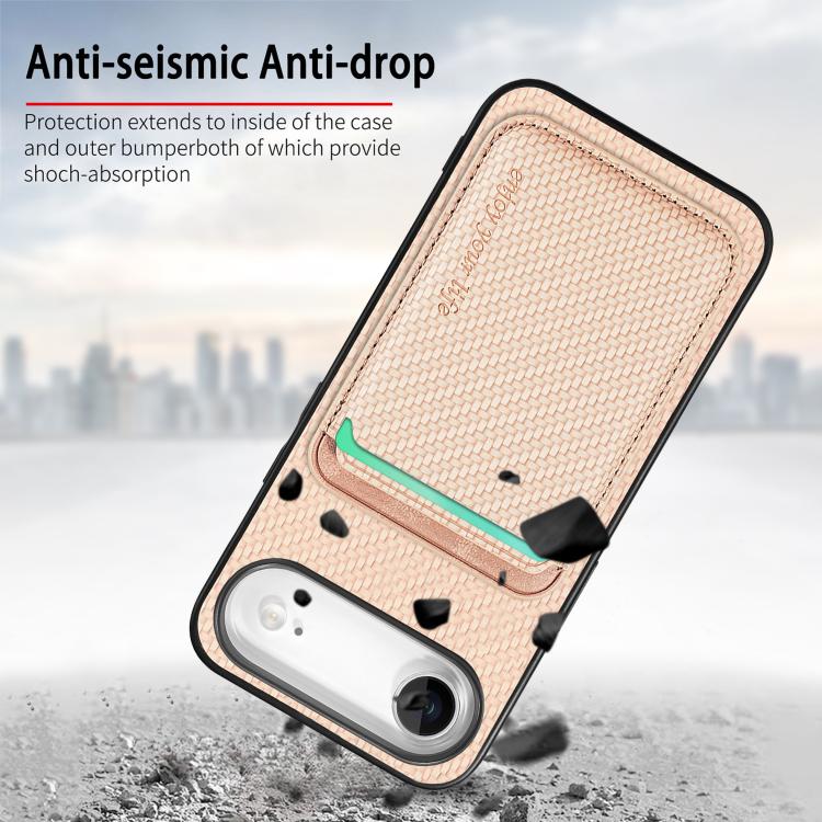 For iPhone Air Carbon Fiber Leather Card Magsafe Phone Case
