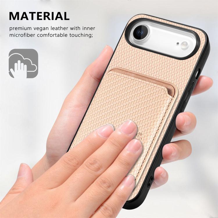 For iPhone Air Carbon Fiber Leather Card Magsafe Phone Case