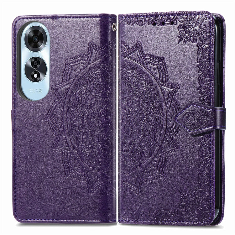 For OPPO A60 Mandala Flower Embossed Leather Phone Case