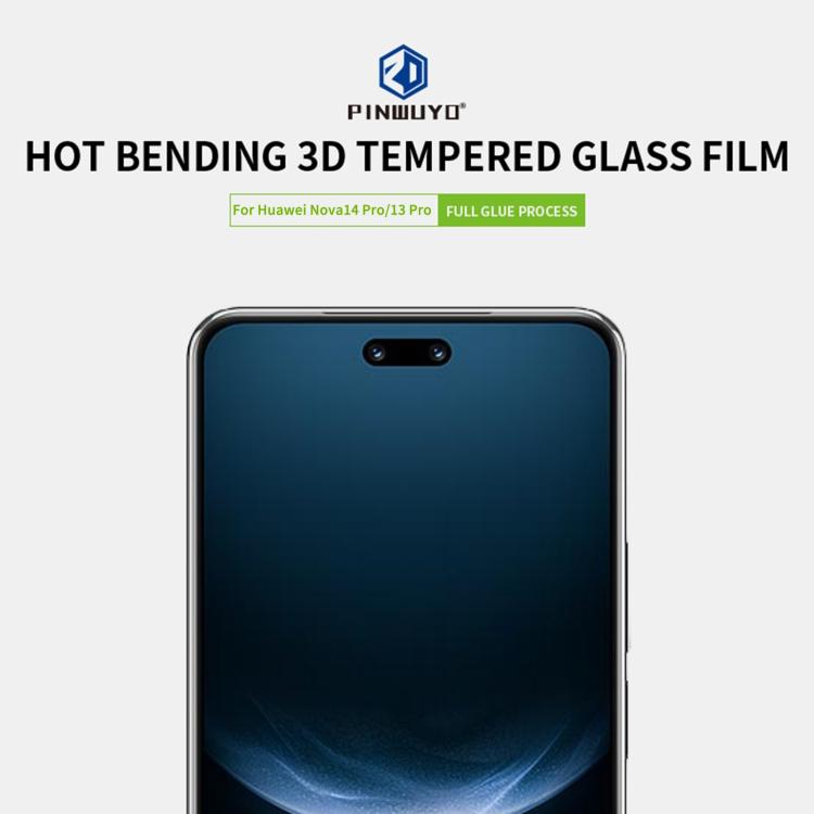 For Huawei nova14 Pro / 13 Pro PINWUYO 9H 3D Hot Bending Tempered Glass Film - Black