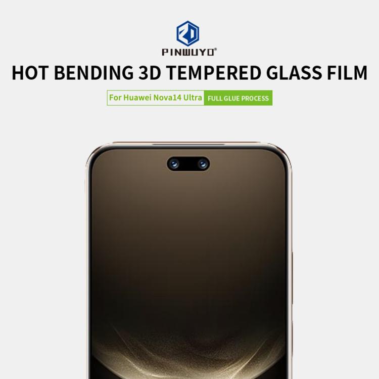 For Huawei nova 14 Ultra PINWUYO 9H 3D Hot Bending Tempered Glass Film - Black