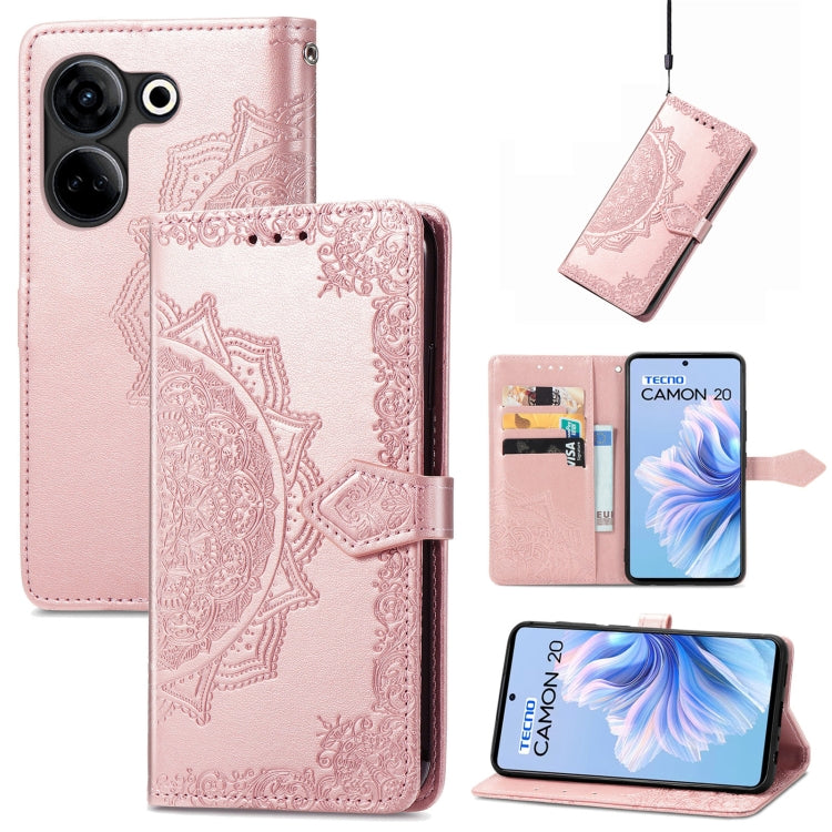 For Tecno Camon 20 Mandala Flower Embossed Leather Phone Case