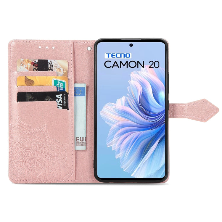 For Tecno Camon 20 Mandala Flower Embossed Leather Phone Case
