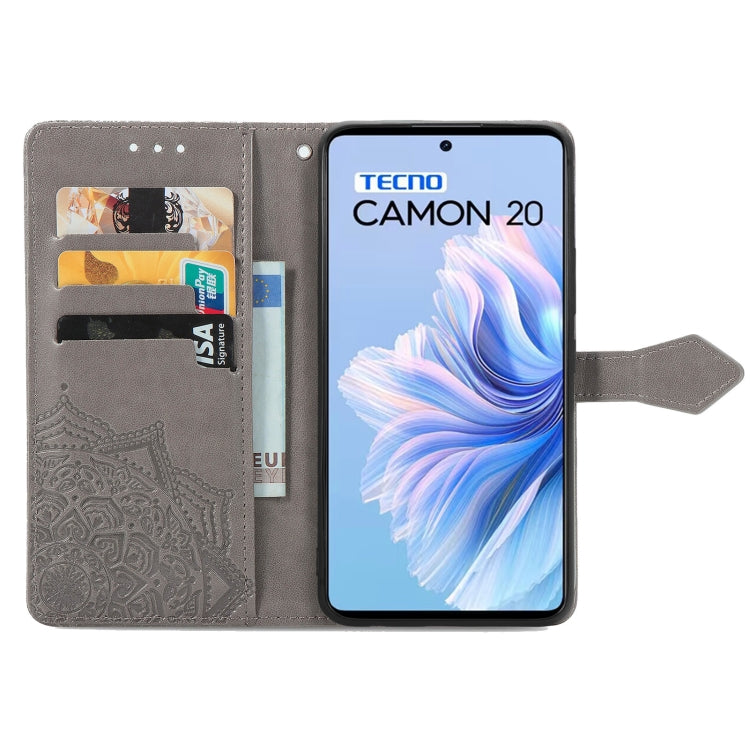 For Tecno Camon 20 Mandala Flower Embossed Leather Phone Case