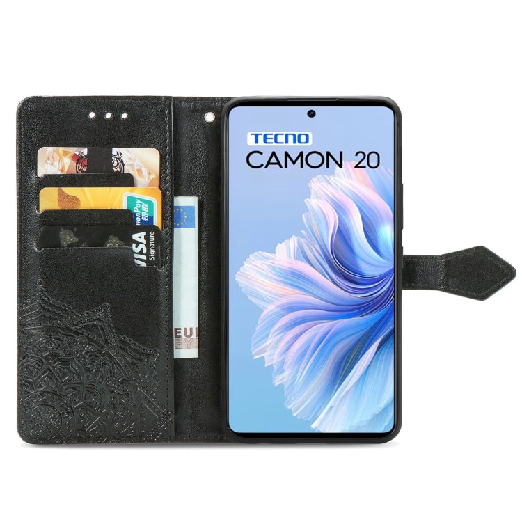 For Tecno Camon 20 Mandala Flower Embossed Leather Phone Case