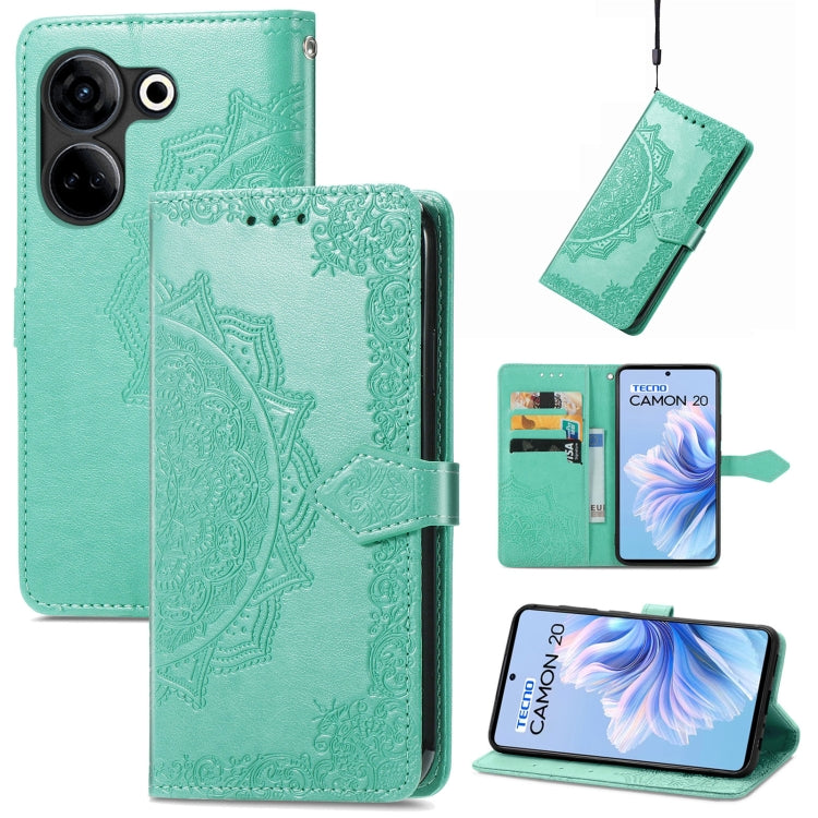 For Tecno Camon 20 Mandala Flower Embossed Leather Phone Case