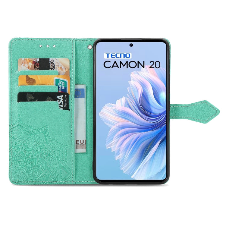 For Tecno Camon 20 Mandala Flower Embossed Leather Phone Case