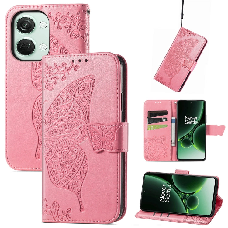 For OnePlus Nord 3 Butterfly Love Flower Embossed Leather Phone Case