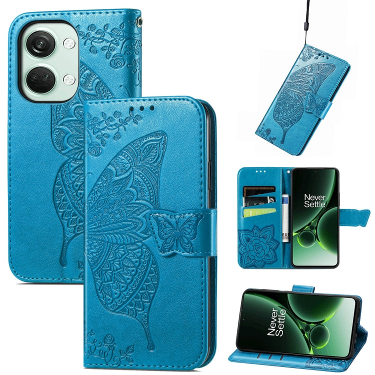 For OnePlus Nord 3 Butterfly Love Flower Embossed Leather Phone Case