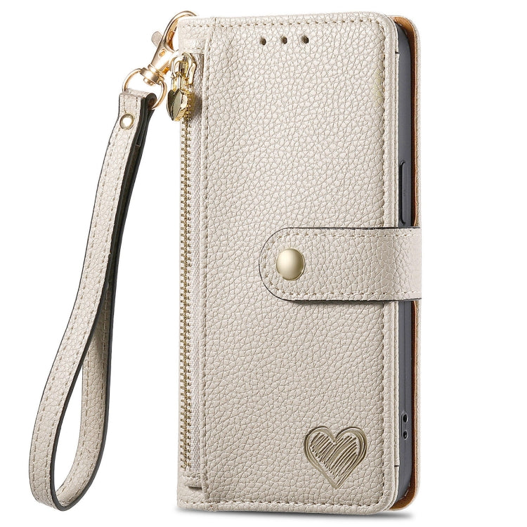 For Xiaomi 13 Lite Love Zipper Lanyard Leather Phone Case