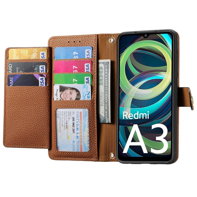 For Xiaomi Redmi A3 4G Love Zipper Lanyard Leather Phone Case